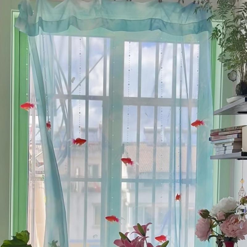 Lighting Decor Items - Светло-голубая однотонная прозрачная вуаль для окон,