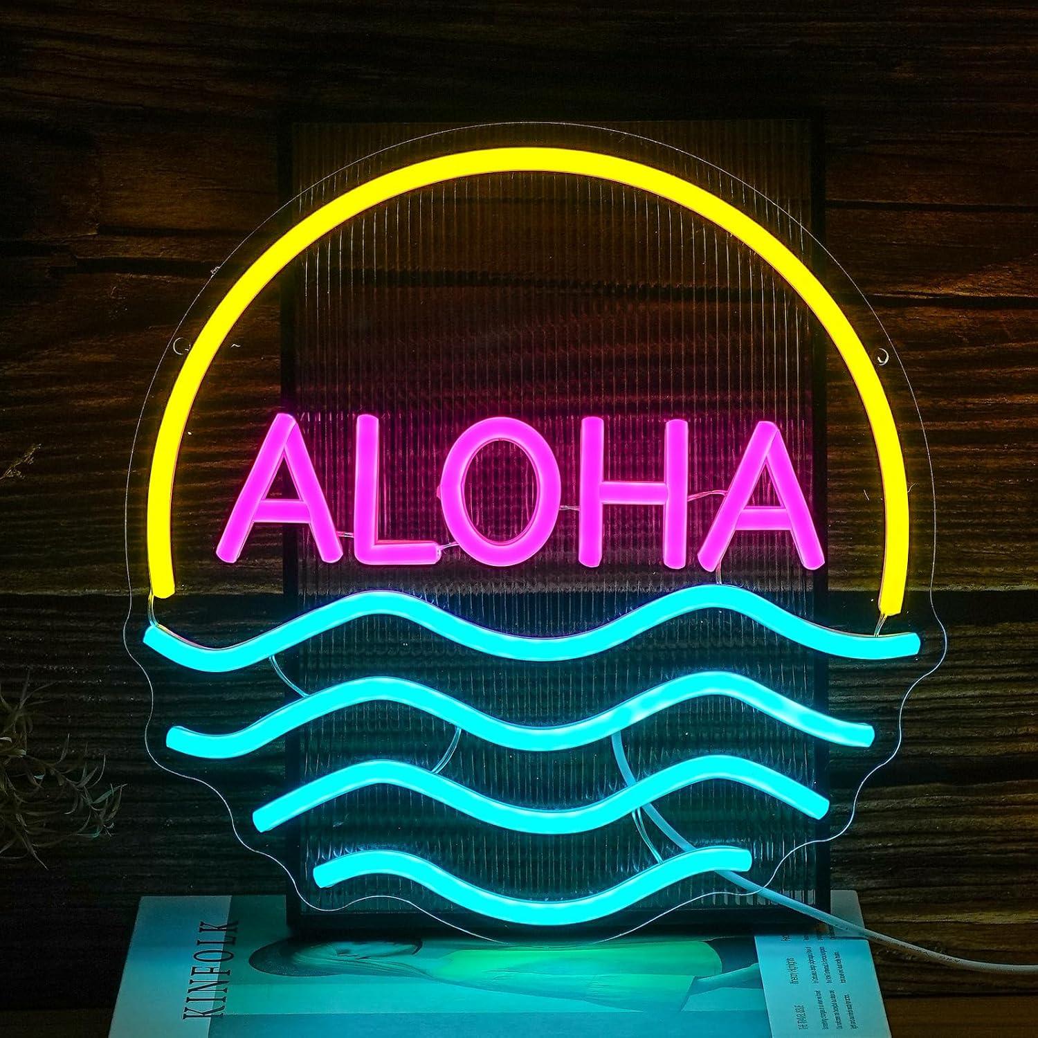 Lighting Decor Rentals - Неоновая вывеска Aloha Sunset Wave, светодиодные