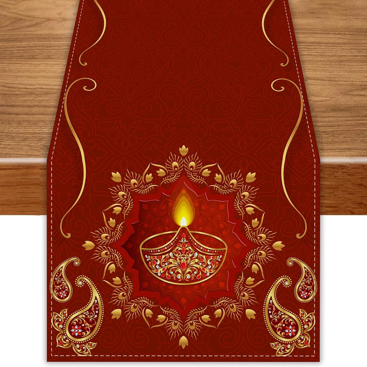 Lighting Decoration For Diwali - Салфетка-дорожка из льна для праздничного стола
