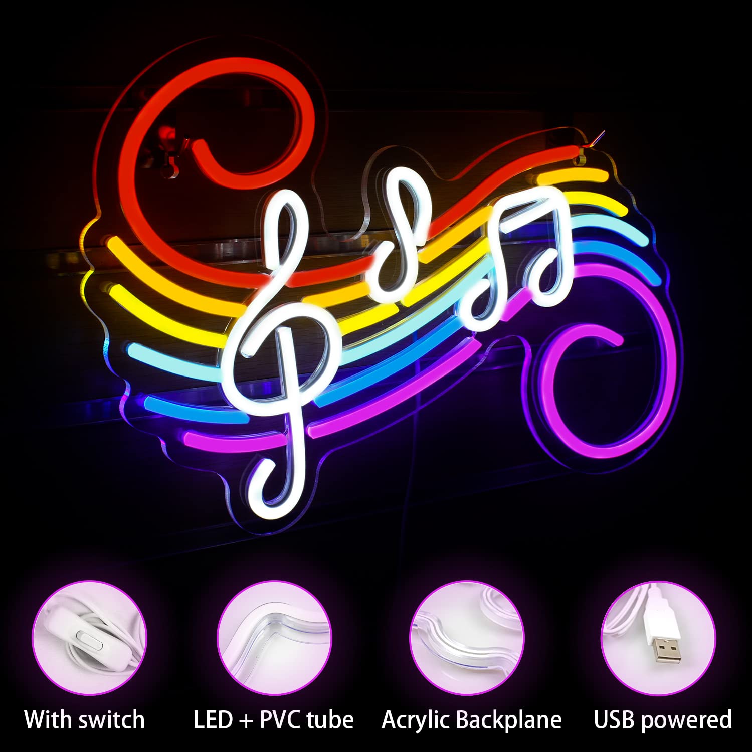Неоновая вывеска «Музыкальные  – обзор и цена Led Lighting Wall Decor