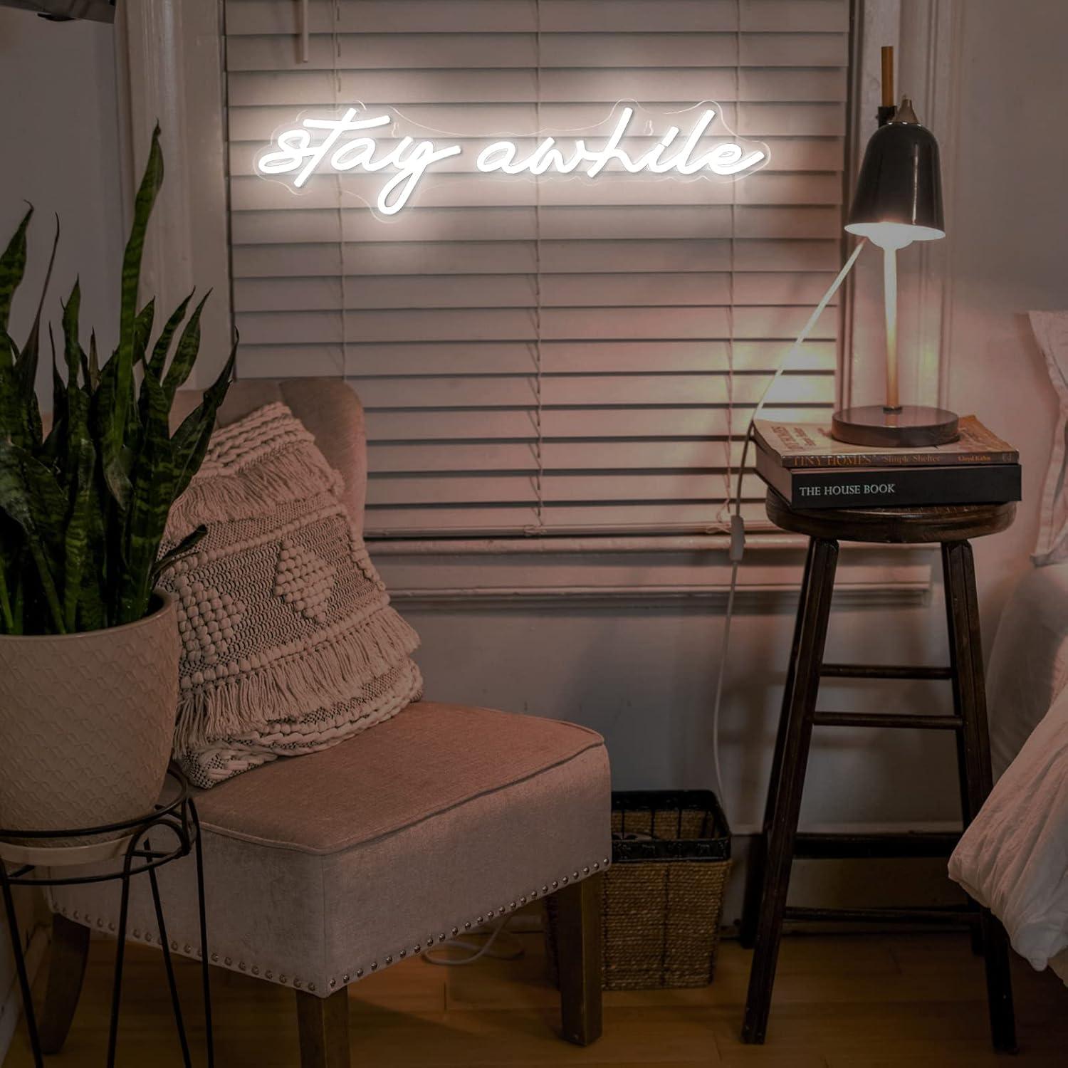 Неоновые вывески Stay Awhile с – обзор и цена Led Lighting Wall Decor