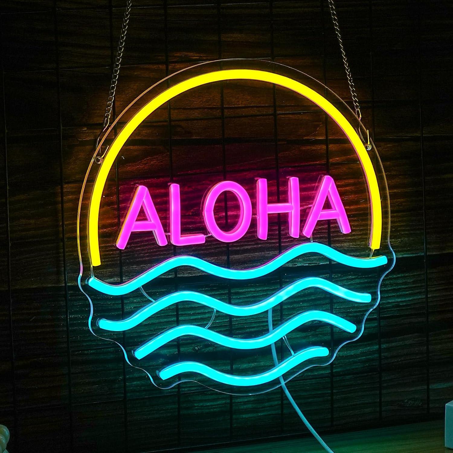 Неоновая вывеска Aloha Sunset  – обзор и цена Lighting Decor Rentals