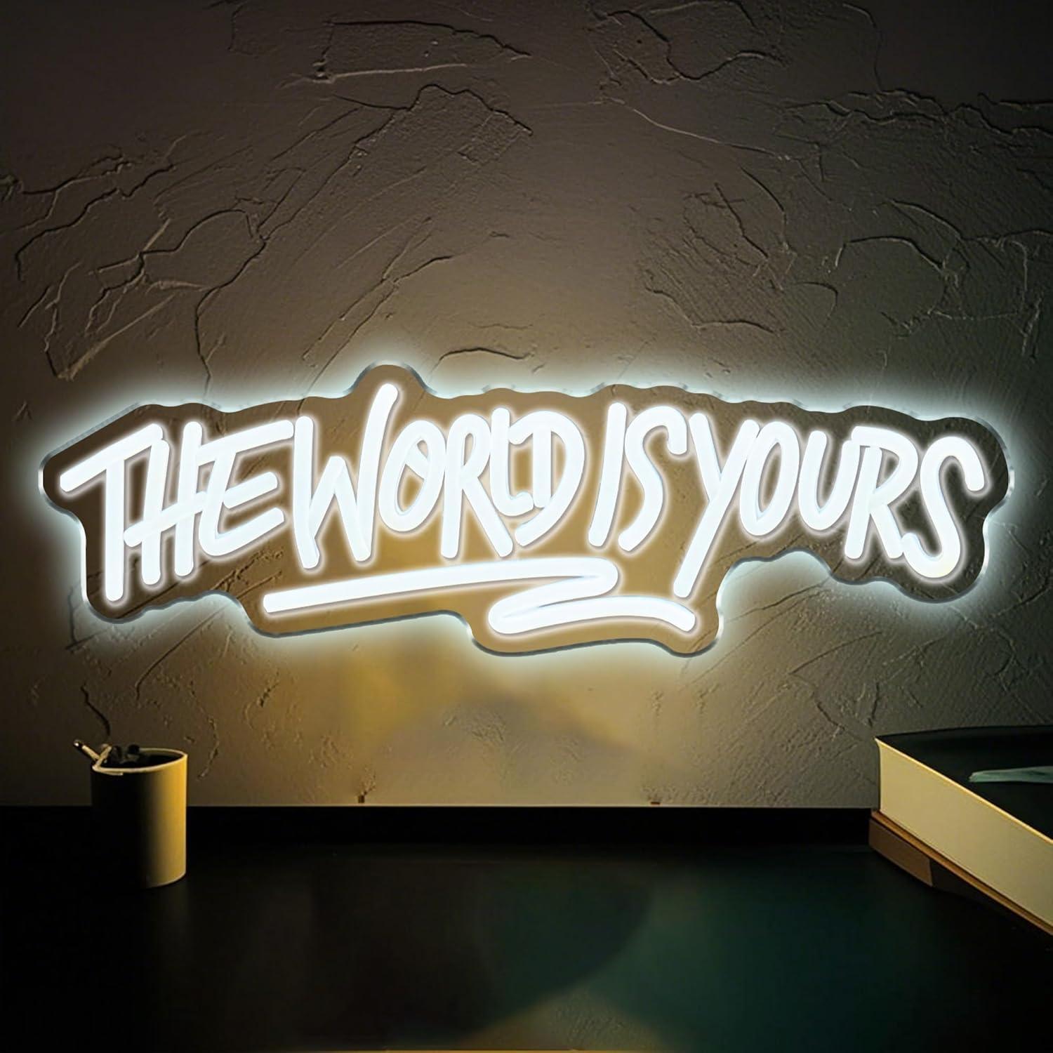 Неоновая вывеска «Мир принадле – обзор и цена Led Lighting Wall Decor